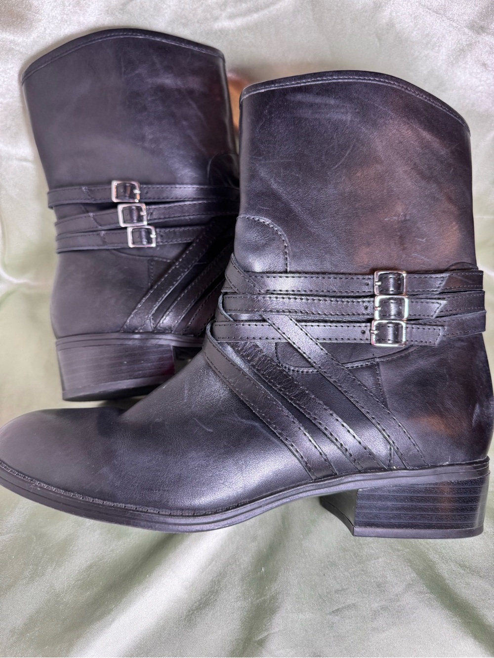Ralph Lauren Maya Black Leather Mid-Calf Buckle Boots with Buckle Women’s size 8 - Picture 6 of 8